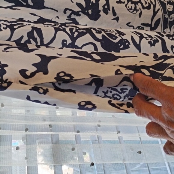 Hekka, Blue & White V-Neck Short Sleeve with Side Zipper Dress, Size: XL - Picture 5 of 8